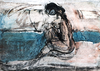 Dunărea albastră, 1993, tehnică mixtă pe hârtie, 42 x 59,4 cm