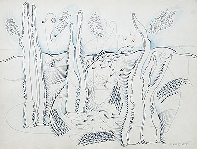 Paradis artificial 5, hârtie, carioca, creion, 36 x 48 cm