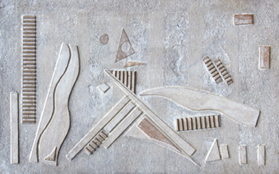 Relief VIII, 30,2 x 47,7 cm, asamblaj, acril pe carton