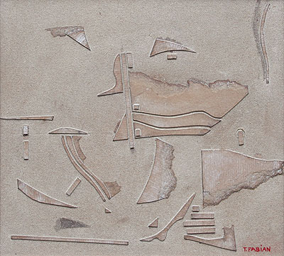 Relief 9, 1993, 43 × 47 cm, asamblaj, acril pe carton