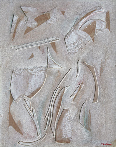 Relief 10, 1993, 64 × 52 cm, asamblaj, acril pe carton