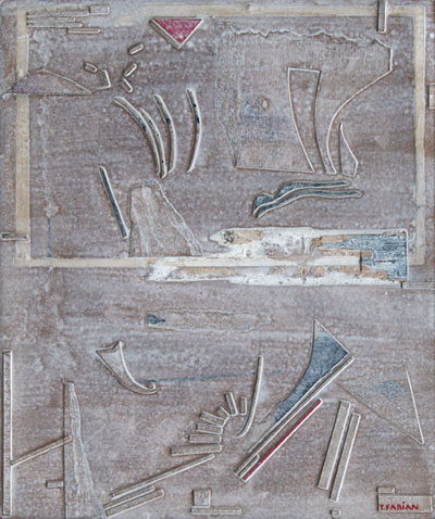 Relief XI, 61,4 × 53 cm, assemblage, acril on carton