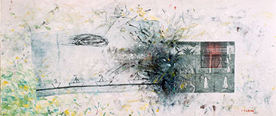 Technological memory, 60 × 142 cm, oil on canvas